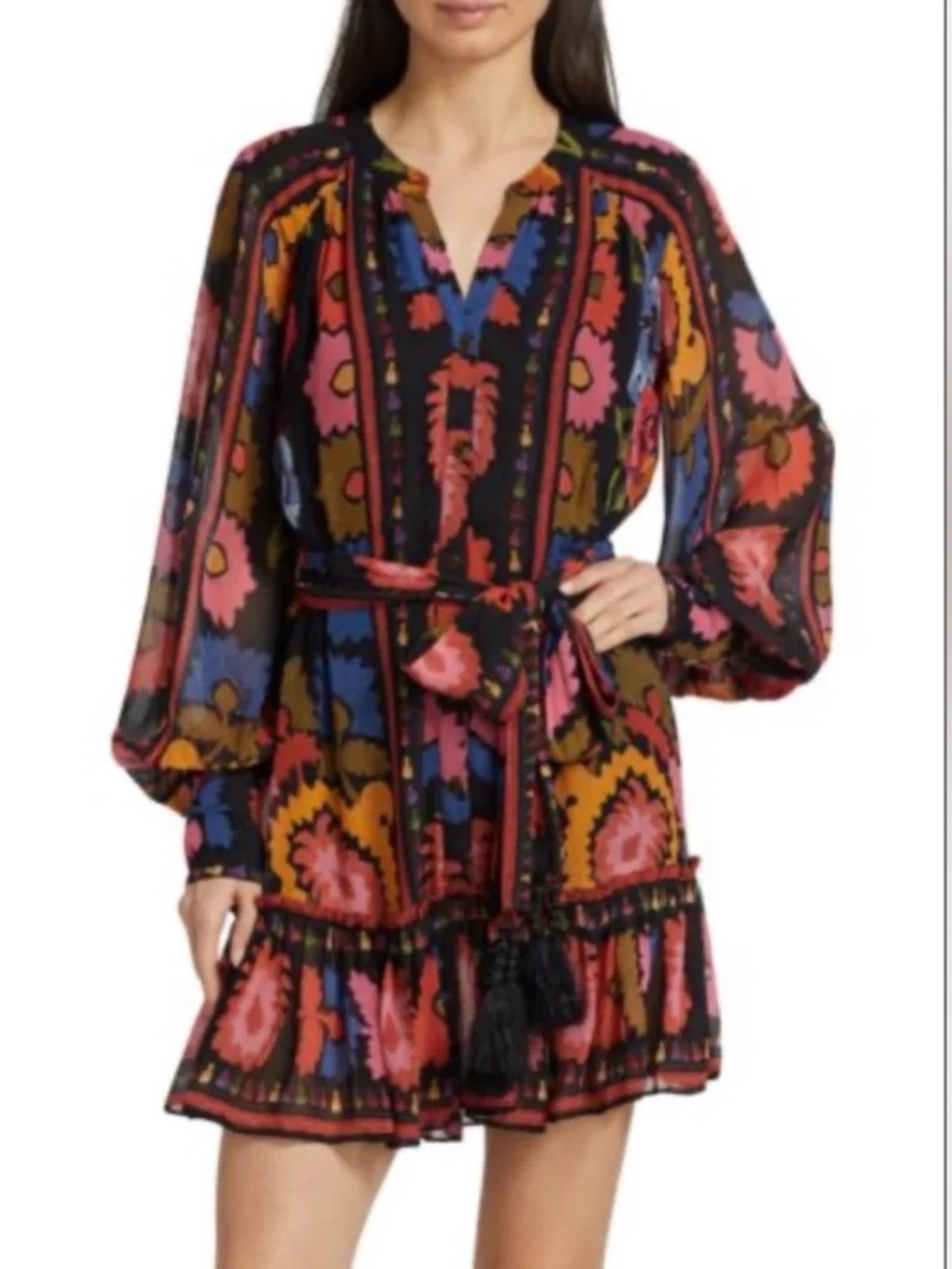 Farm Rio | Black Flowers Tapestry Mini Dress (size small)